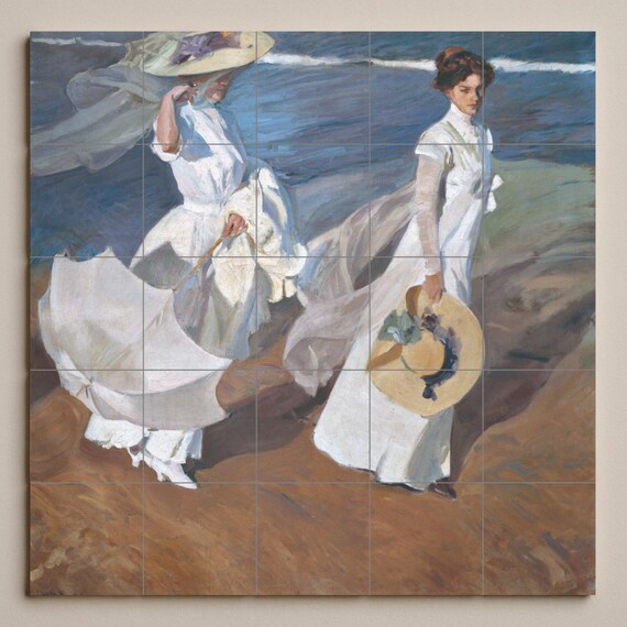 Mural de azulejos de cerámica "Paseo por la orilla del mar" - Pintura impresi… — vista 3