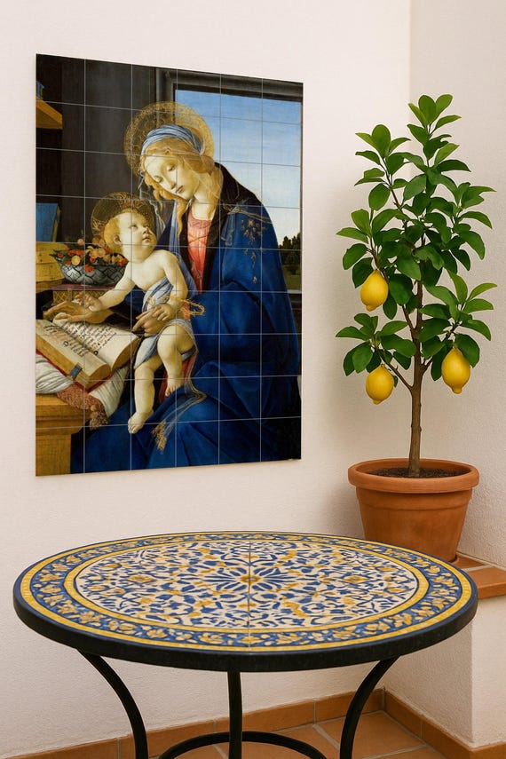 Mural de azulejos de cerámica de la Virgen del Libro — Mural cerámico de Cerámicas La Noria