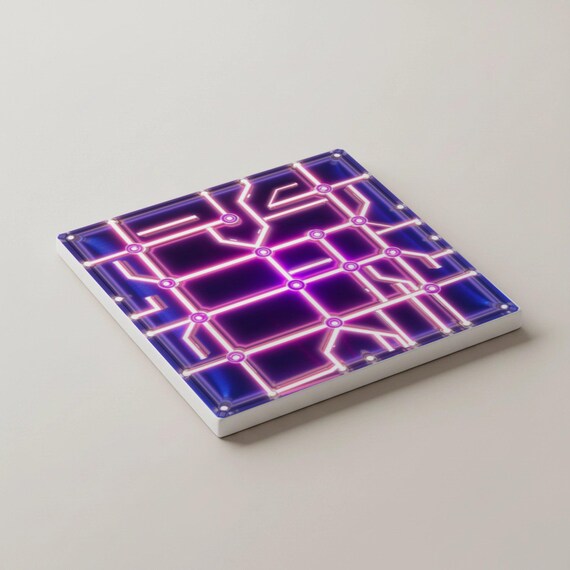 Cyberpunk, decoración de mesa con circuito impreso de neón — vista 3