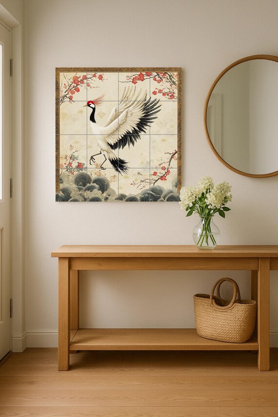 Mural cerámico de grulla japonesa — vista 2
