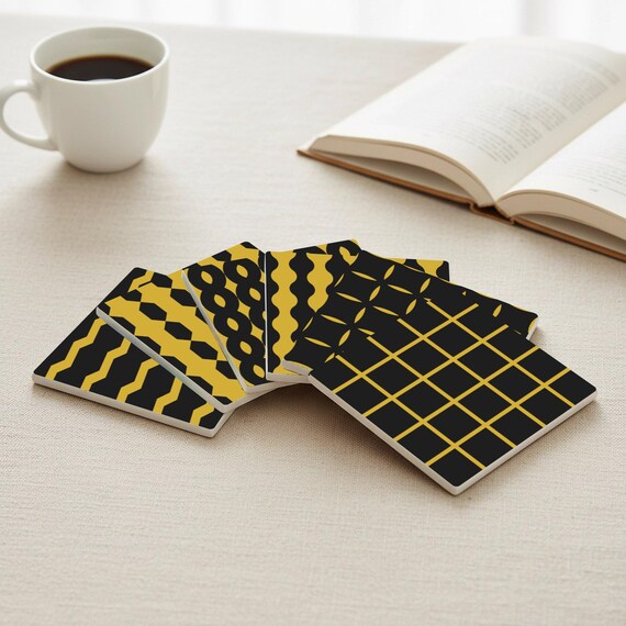 Geométricos de cerámica en amarillo mostaza y negro, decoración modern — vista 4