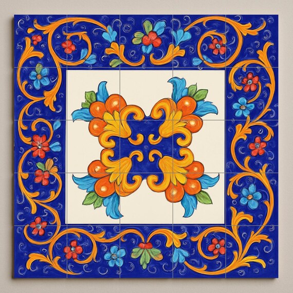 Mural de azulejos florales sicilianos — vista 3