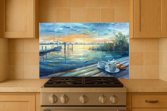 Mural de azulejos junto al lago — vista 4