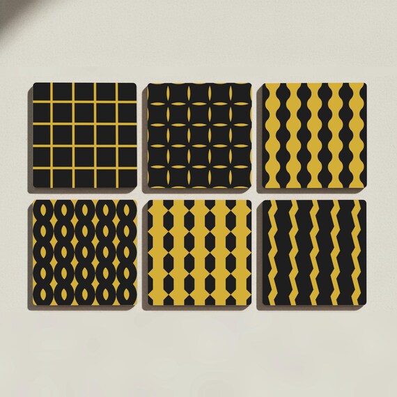 Geométricos de cerámica en amarillo mostaza y negro, decoración modern — vista 3