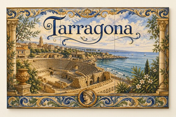 Mural de azulejos cerámicos del anfiteatro romano de Tarragona, decoración de… — vista 3