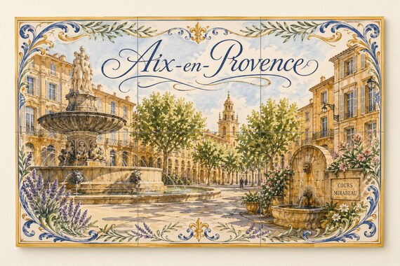 Mural de azulejos de cerámica de Aix-en-Provence, arte mural de la Provenza f… — vista 4