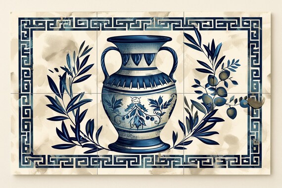Mural de azulejos de ánfora griega — vista 3