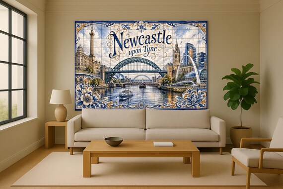 Mural de azulejos de cerámica de Newcastle upon Tyne, arte mural del puente T… — vista 2