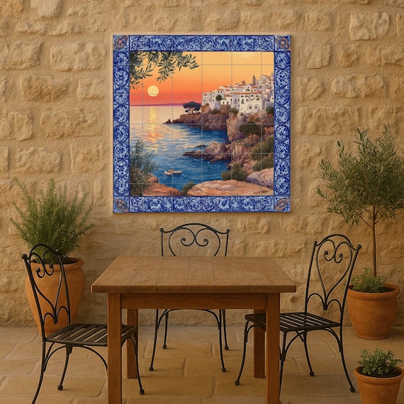 Mural de azulejos "Atardecer mediterráneo" — vista 2