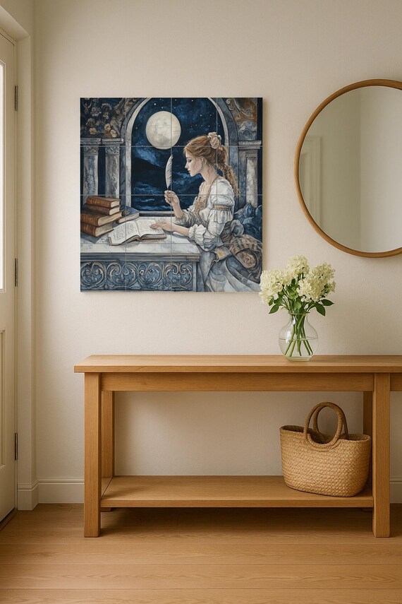 Mural cerámico histórico de la Dama con Pluma de Moonlit Arch — vista 2