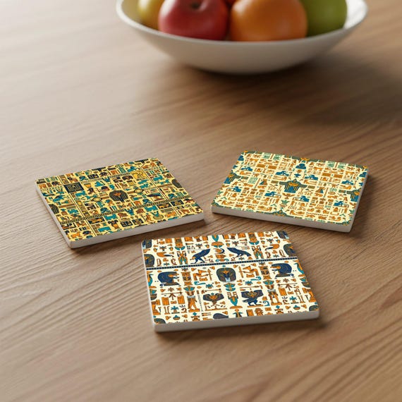 L antiguo Egipto, posavasos con jeroglíficos, decoración de mesa inspi