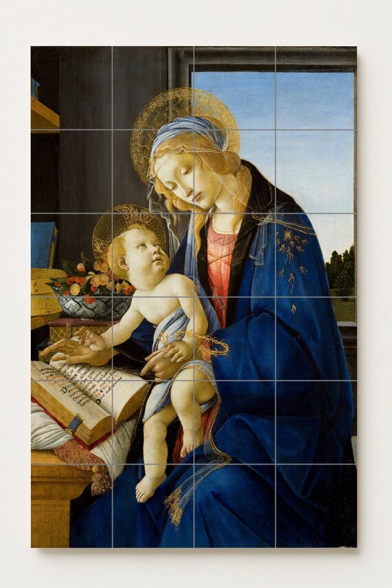 Mural de azulejos de cerámica de la Virgen del Libro — vista 2
