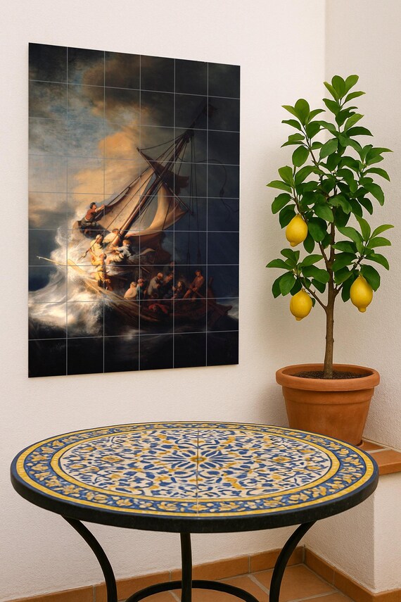 Mural de azulejos de cerámica "La tormenta en el mar de Galilea" — vista 4