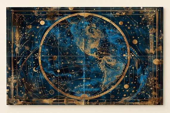 Mural de azulejos con mapa celestial — vista 3