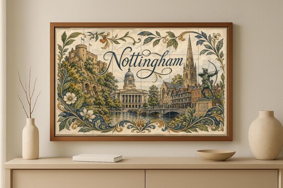 Mural de azulejos de cerámica de Nottingham, arte mural de Robin Hood, decora… — vista 3
