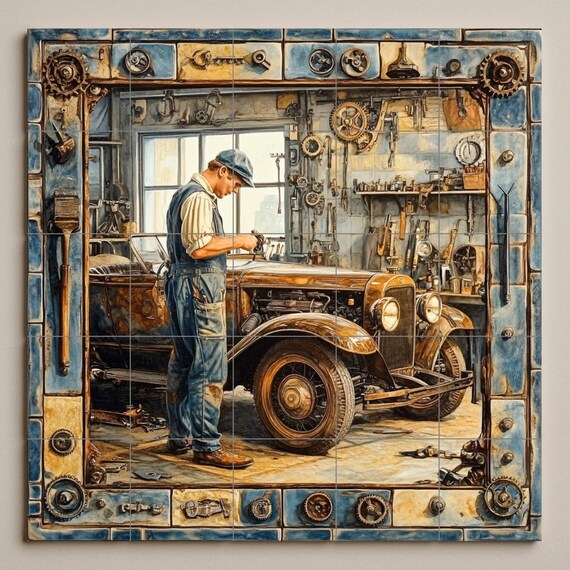 Mural cerámico de garaje vintage — vista 3