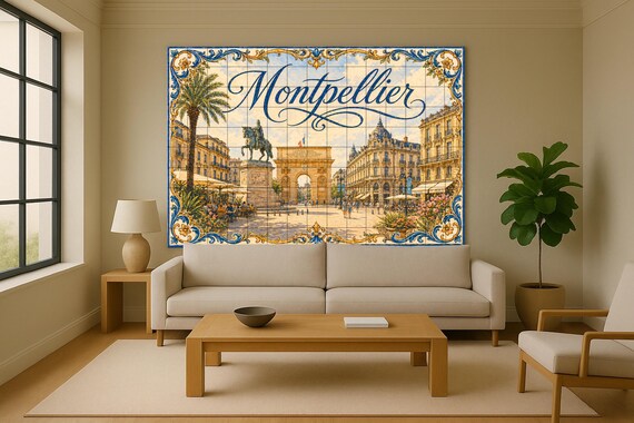 Mural de azulejos de cerámica de Montpellier, arte mural del sur de Francia i… — vista 2