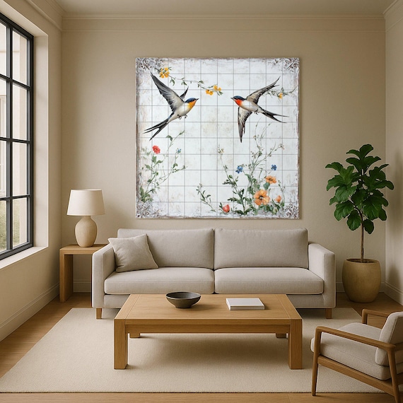 Mural cerámico "Golondrinas en vuelo"