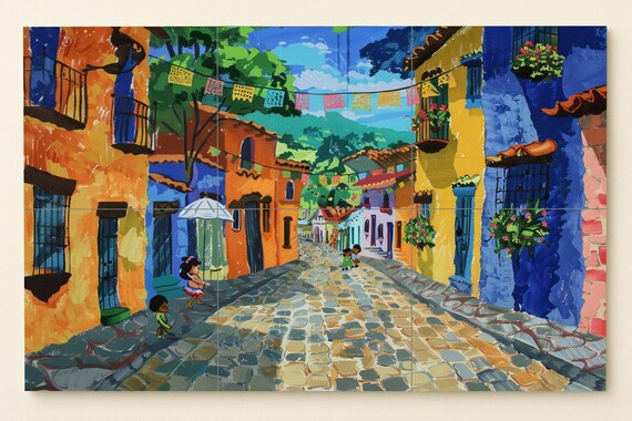 Mural de azulejos callejeros mexicanos — vista 2