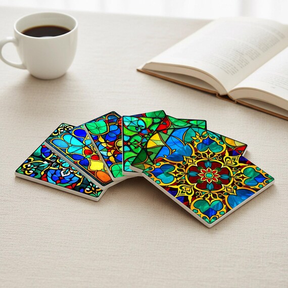 Vitrales - Mosaico en tonos joya, juego de 6 — vista 4