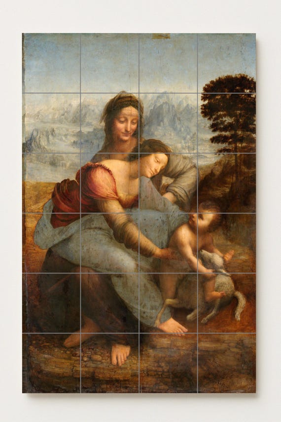 Mural de cerámica de la Virgen y el Niño con Santa Ana — vista 2