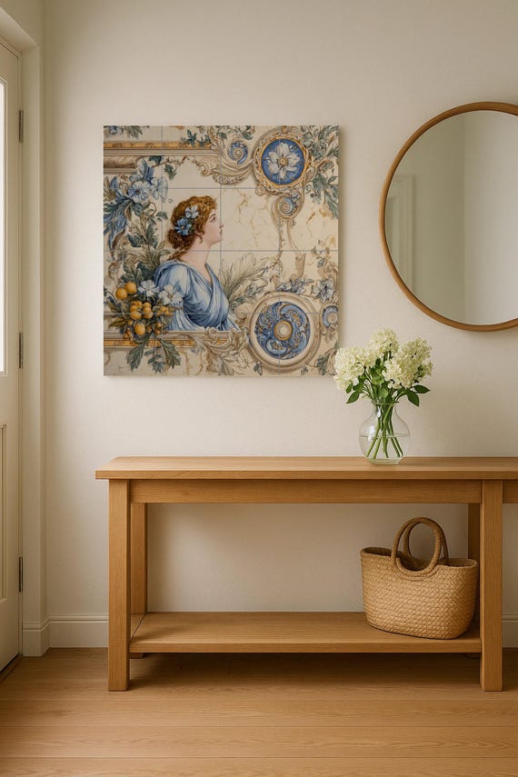Mural de azulejos neoclásicos con damas — vista 2
