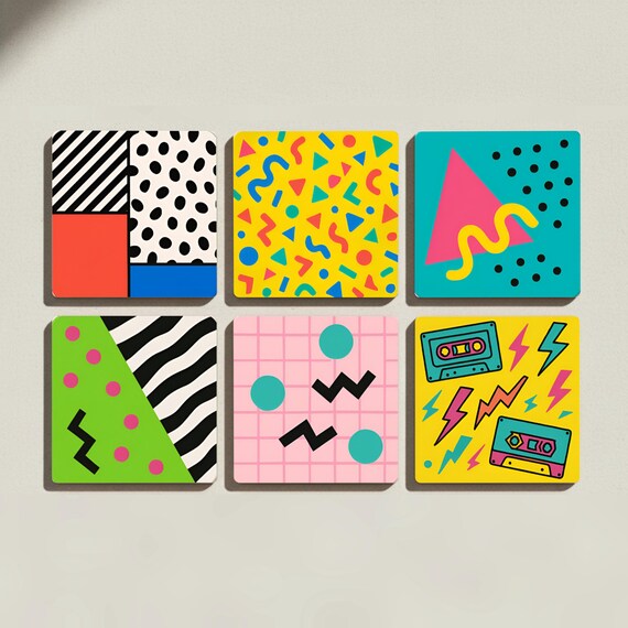 Diseño de Memphis / Decoración con azulejos geométricos de los años 80 — vista 3