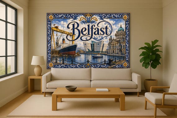Mural de azulejos de cerámica de Belfast, arte mural de Irlanda del Norte, de… — vista 2