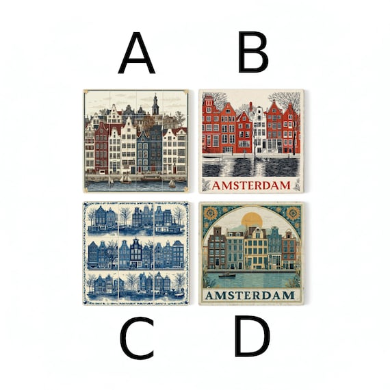 Ámsterdam / Posavasos de azulejos de casas de canales holandeses / Reg — vista 2
