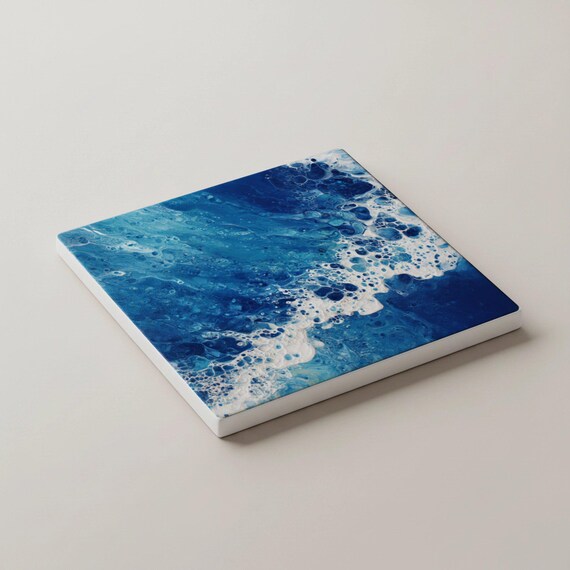 Diseño de olas del océano, con azulejos de mar azul, para decoración c — vista 4