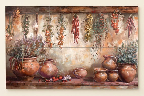 Mural de azulejos de cocina rústica — vista 3