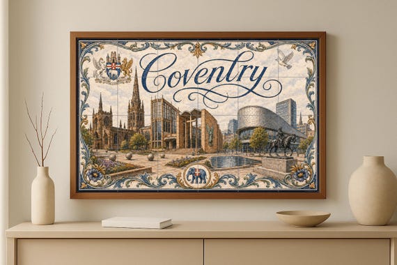 Mural de azulejos de cerámica de Coventry, Inglaterra, decoración artística p… — vista 2