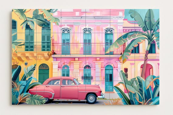 Mural caribeño en tonos pastel — vista 2