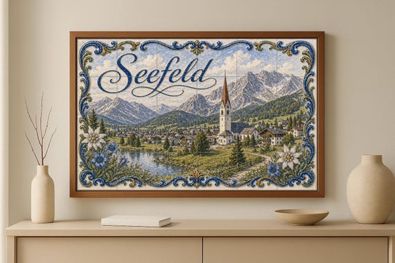 Mural de azulejos de cerámica de Seefeld, Austria — vista 2