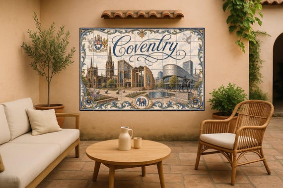 Mural de azulejos de cerámica de Coventry, Inglaterra, decoración artística p… — vista 3