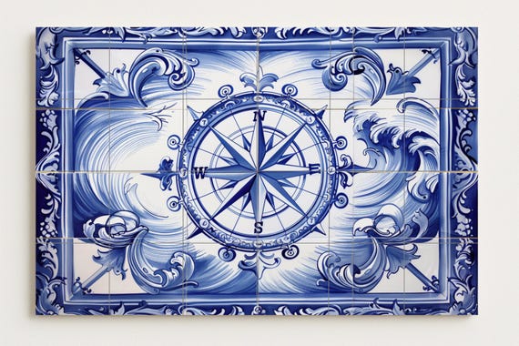 Mural de pared con rosa de los vientos — vista 2