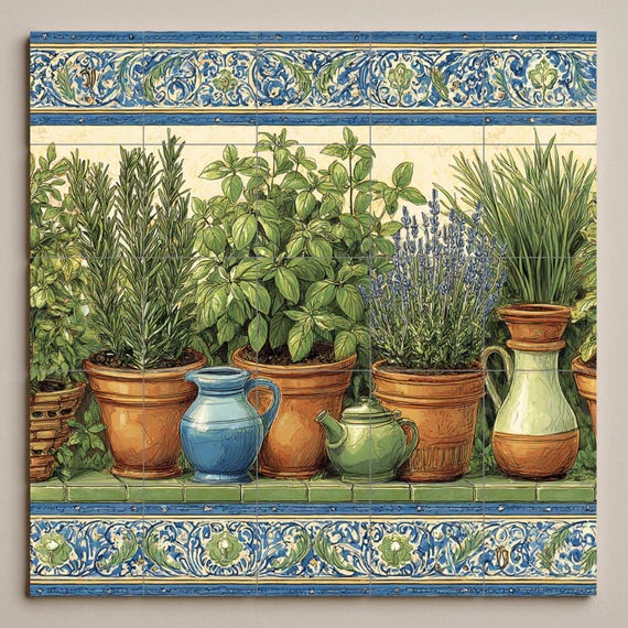 Mural de azulejos de jardín de hierbas — vista 2