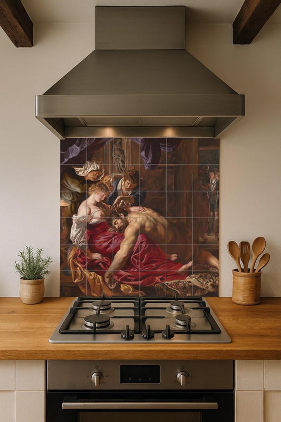 Mural de azulejos de cerámica de Sansón y Dalila — vista 4