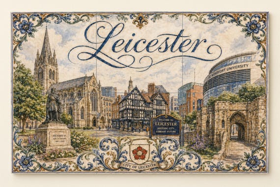 Mural de azulejos de cerámica de Leicester, Inglaterra, decoración artística …