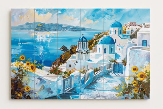 Mural de cerámica de Santorini — vista 2