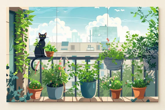 Mural de gato para balcón — vista 3
