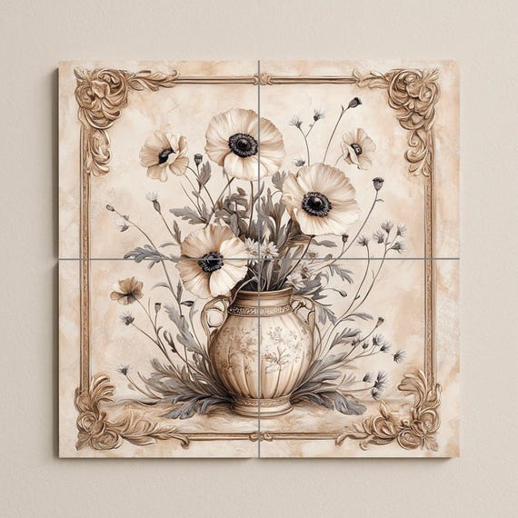 Elegante mural floral de cerámica — vista 2