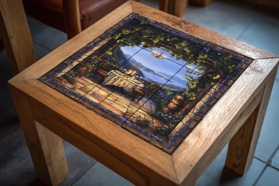Mural de azulejos de cerámica con terraza romántica — Mural cerámico de Cerámicas La Noria