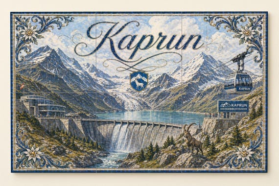 Mural de azulejos de cerámica de Kaprun, Austria — vista 3