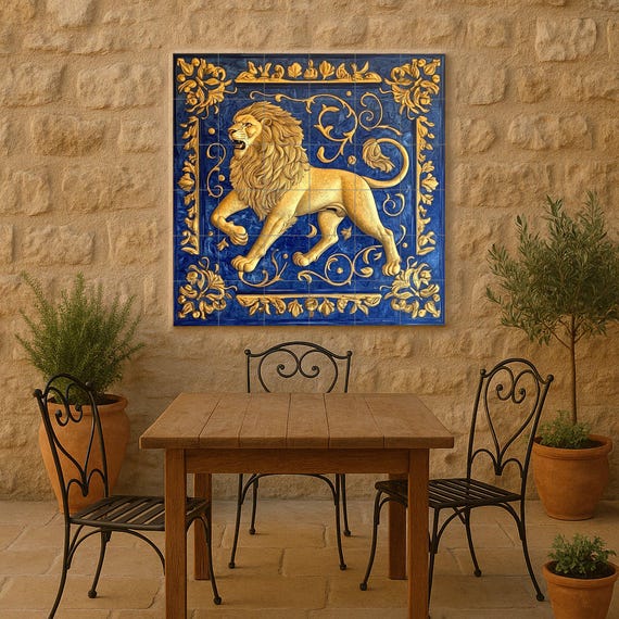Mural cerámico León Dorado — vista 4