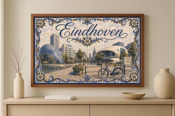 Mural de azulejos de cerámica de Eindhoven, Países Bajos, arte mural moderno … — vista 3