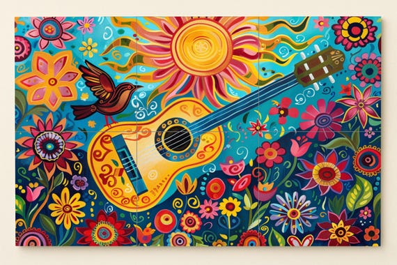 Mural de guitarra folklórica — vista 3
