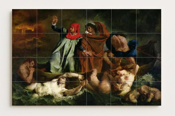Mural de azulejos de cerámica "Barca de Dante" — Mural cerámico de Cerámicas La Noria