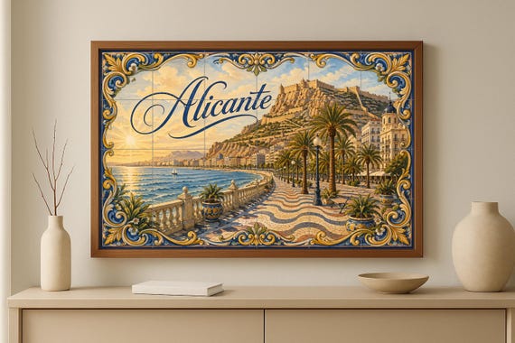 Mural de azulejos cerámicos del Castillo de Santa Bárbara de Alicante, decora… — vista 4
