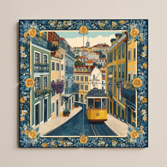 Mural de azulejos del tranvía de Lisboa — vista 3